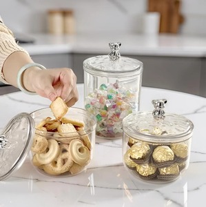 Set Of 4 Glass <b>Containers</b> With Teddy Bear Design Lid Cute <b>Kitchen</b> <b>Storage</b> Jar For Keeps Food Fresh And Protected From Moisture - Product Image 3