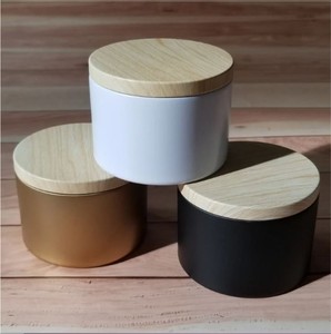 Vente en gros de pots à bougies en céramique de luxe, noirs mats, style béton, nordiques, vides, avec couvercle, pour la fabrication de bougies - Product Image 5