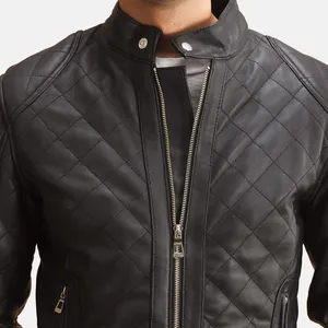 Chaqueta de Invierno para Hombre Sisa Apparels Henry, Acolchada, de Cuero Negro, con Cierre de Cremallera - Product Image 3