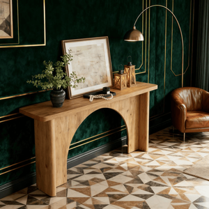 Consolle Lunga in Legno di Teak per Soggiorno, Tavolino Laterale per Casa, Appartamento, Hotel o Magazzino - Product Image 1