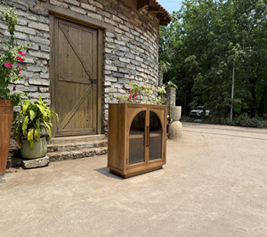 Vintage Luxury <b>Pine</b> Wood Glass Door <b>Cabinet</b> two door Durable Storage for Living Room Oak <b>Pine</b> Walnut. - Product Image 5