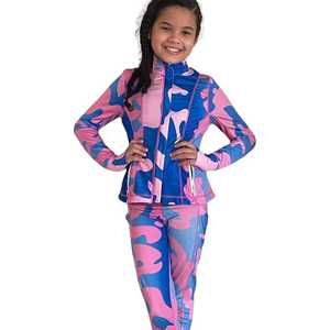Ensemble de survêtement camouflage pour filles Jack and Jill, veste zippée intégrale et leggings, vêtements de sport pour enfants, logo personnalisé, vente en gros - Product Image 1