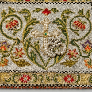 Bursa litúrgica de iglesia hecha a mano, bordada a mano con hilo de oro, de terciopelo de lujo, para cruz de altar cristiana y misa - Product Image 5
