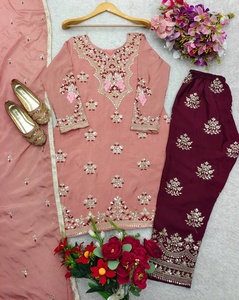 FATEMA FASHION Nouveau Ensemble Haut et Dupatta en Soie Chinon Pure Entièrement Cousu, Broderie Lourde et Travail de Paillettes de 5mm, Prêt-à-porter - Product Image 6