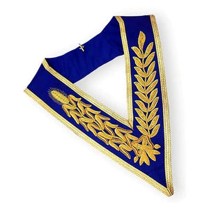 Collar de Oficial Masónico Azul con Bordado a Mano en Oro, Collar de Oficial Bordado Personalizado de Alta Calidad - Product Image 5