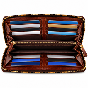 Cartera de Cuero Personalizada, Cartera Larga de Cuero con Cierre, Bolso de Mano de Cuero, Cartera Larga de Cuero con Cierre Personalizada Unisex - Product Image 4
