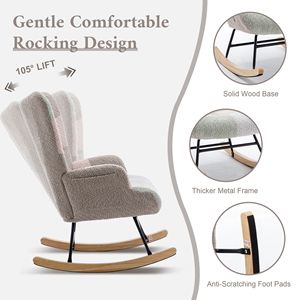 Poltrona a dondolo imbottita Teddy con schienale alto, comoda poltrona per soggiorno e camera da letto, sedia versatile. - Product Image 2