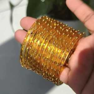 MN Exports - Juego de Brazaletes de Cristal con Diseño de Gotas de Lluvia, Transparentes con Textura Dorada Punteada, Pulseras de Moda para Mujer, 35 Colores, Regalo con Diseño Islámico - Product Image 3