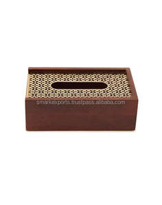 Porta pañuelos de lujo hecho a mano, ecológico, de madera tratada, para pañuelos faciales, almacenamiento de servilletas, decoración de aspecto natural - Product Image 1