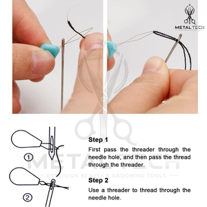 Lot d'aiguilles pour extensions capillaires en gros – Aiguilles de tissage courbées en C et droites en acier inoxydable de haute qualité avec outil enfile-boucle - Product Image 3