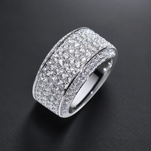 925 Silver White Gold Plated Custom Moissanite Diamond Wedding Anniversary Band Unisex Half Eternity <b>Rings</b> Hip Hop Fine Jewelry - Product Image 3