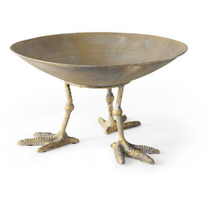 Bol de service alimentaire en métal de qualité supérieure, de forme unique, avec poignées dorées, revêtement en poudre de couleur blanche, centre de table - Product Image 3