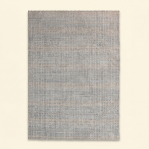 Alfombra de Lana de Pelo Grueso de Altura Media, Tejida a Mano, Antideslizante, Ecológica, Color Gris Beige con Diseño de Cuadrícula Texturizada Minimalista para Sala de Estar - Product Image 1