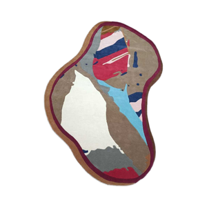 Juego de alfombras de lana hechas a mano modernas con logotipo personalizado y respaldo de látex, alfombras de área con técnica de pila de bucle multicolor abstracto acrílico copetudo - Product Image 2