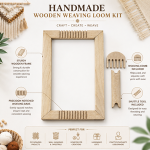 Handmade Wooden Weaving Loom Kit with Shuttle and Comb Frame for DIY Weaving Crafts Textile Art and Hobby Projects - Product Image 6
