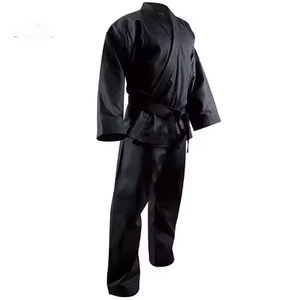 Uniforme de Karate Unisex para Adultos, 100% Algodón Transpirable, Blanco con Cinturón Negro, Corte Regular, Ropa de Artes Marciales - Product Image 3