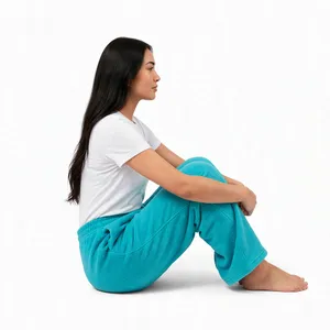 <b>Women</b> Turquoise Wide Leg Sweatpants High Waist Relaxed Fit Drawstring <b>Lounge</b> <b>Trousers</b> Soft Casual Pants Custom Color Size - Product Image 5