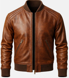 Meilleure Vente – Blouson Bomber en Cuir Premium pour Homme avec Col Montant et Logo Frontal – Hiver, Séchage Rapide et Respirant - Product Image 1