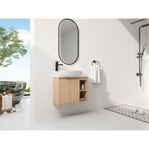 Mobile bagno sospeso da 26 pollici con lavabo in ceramica bianca e anta con chiusura ammortizzata, imballaggio KD - Product Image 3