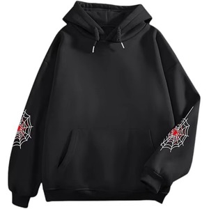 Sweat à capuche oversize en coton tricoté personnalisé avec fermeture éclair intégrale, style streetwear, broderie araignée, polaire, respirant et à séchage rapide pour homme et femme - Product Image 6