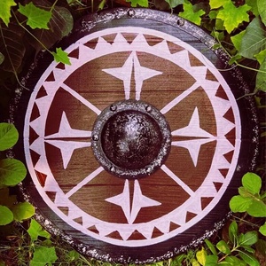 Bouclier Viking rond en tissu Ahmad avec motif étoile blanche et centre métallique, bouclier décoratif en bois de 24 pouces, qualité DIY - Product Image 4