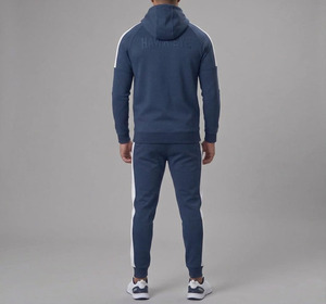 Hawk Eye Sports <b>Men's</b> Slim Fabric Fleece 300g Winter <b>Pullover</b> Hoodie Full-Length Button-Up Tracksuit Set Breathable - Product Image 2
