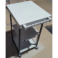 Étagère de cuisine pliable en bois d'acacia avec roulettes, chariot de cuisine multifonctionnel à roulettes avec tiroir, chariot de cuisine pliable à 3 niveaux