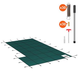 Telo di Copertura di Sicurezza per Piscina Interrata in PVC ad Alta Resistenza, Adatto per Piscine Rettangolari Invernali da 20 x 40 Piedi con Gradino Destro e Tripla Cucitura - Product Image 3