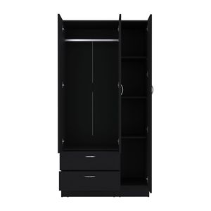 Armadio nero Riverside con 3 porte a specchio frontale 2 cassetti 4 ripiani e stelo elegante Design guardaroba - Product Image 6