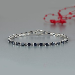 Natural Blue Sapphire Stone <b>Charm</b> Bracelet 925 Sterling Silver Gold Plated Luxury Handmade Fine Jewelry for Party Occasions - Product Image 3