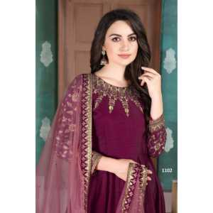 Robe Anarkali de créateur avec bas et dupatta pour les occasions spéciales - Vêtements indiens et pakistanais - Product Image 6