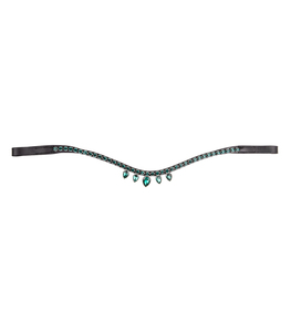 Diadema Ecuestre de Cuero Italiano de Primera Calidad con Cristales Decorativos de Colores y Logotipo Personalizado, Duradera, Negra - Product Image 4