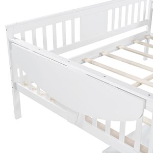 เตียงนอนกลางวันสีขาวขนาดเต็มพร้อมลิ้นชักไม้2ลิ้นชักเตียงรองรับ - Product Image 6