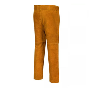 Pantalon de soudeur en cuir de vachette pleine fleur de qualité supérieure, résistant aux flammes et à l'abrasion, vêtement de travail de sécurité de classe pour la lutte contre les incendies - Product Image 3