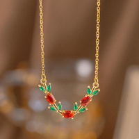 YWXS Vente en gros Collier de luxe polyvalent et élégant en zircone en forme de feuille, pour femme