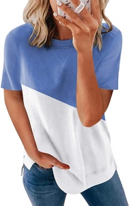 T-shirt d'été à manches courtes pour femme, Streetwear, décontracté, deux tons - Product Image 5