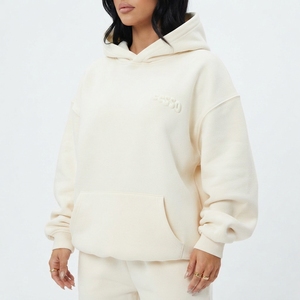 Ensemble de sweat-shirt et pantalon oversize pour femme, couleur bordeaux, avec logo brodé et poches, en molleton, pour l'automne - Product Image 2