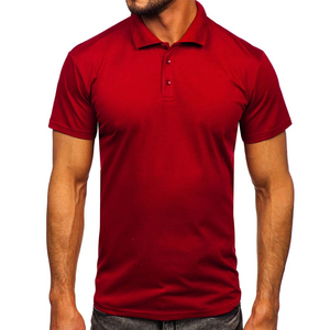 Polo à manches courtes pour homme, couleur unie, coton piqué, coupe classique, style décontracté, boutons rouges, tricoté, respirant - Product Image 3