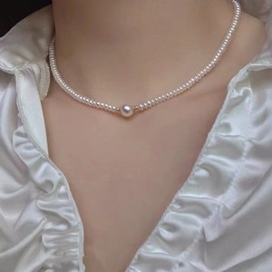 Collar de Perlas de Agua Dulce, Elegante Gargantilla Francesa con Plata S925 Chapada en Oro, Simple, Hermosa, con Temperamento, Gargantillas Finas - Product Image 1
