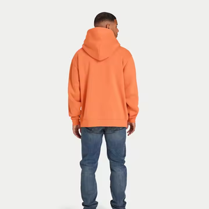 <b>Men's</b> <b>Orange</b> Oversized Hooded Fleece Sweatshirt Solid Color Casual Regular Fit Cotton <b>Hoodie</b> Autumn Wear - Product Image 2
