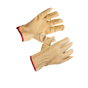 EN420 Certified Leather Driver Safety Gloves Elastic Wristlet Durable Abrasion Resistant Fire <b>Proof</b> Anti-Impact Level 1 <b>10</b> Inch - Product Image 6