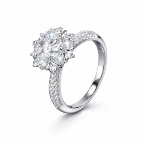 แหวนเพชรเพาะเลี้ยง IGI Certified แท้ ดีไซน์ดอกไม้ ทองคำ 14K รูปทรงลูกแพร์ สำหรับหมั้น แต่งงาน ของขวัญวันครบรอบสำหรับเธอ ขายส่ง - Product Image 2