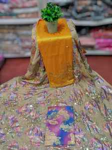 Formal New Collections Somalian Fransawi Dirac Chiffon <b>Fabric</b> WIth Gold Stone Work Anti-Static For Somalian Evening Party Wear - Product Image 3