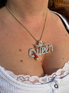 Queen Crown Pendant Charms With Rhinestones Silver Plated Alloy For Women's Hiphop Style Jewelry Gift - Product Image 3