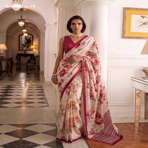 Magnifique collection de saris et chemisiers en soie Tussar avec imprimé floral numérique et bordure unie – Fournisseur mondial d'exportation de mode féminine - Product Image 1