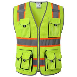 เสื้อกั๊กสะท้อนแสงสำหรับงานนิรภัยแบบขายส่ง OEM ผลิตตามสั่ง เสื้อกั๊กนิรภัยสำหรับผู้ชาย เสื้อแจ็คเก็ตนิรภัยสะท้อนแสงเพื่อการมองเห็นได้ชัดเจนสำหรับงาน - Product Image 2
