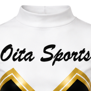 Maillot de cheerleading noir et or sublimé à manches longues – Tenue de sport athlétique pour entraînement, performance et compétition - Product Image 3
