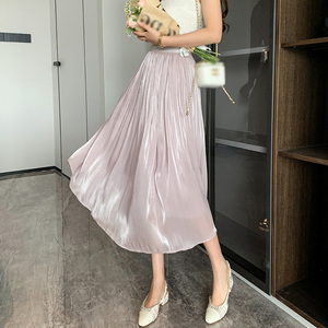 Ladies <b>Long</b> <b>Skirts</b> Ankle-Length <b>Summer</b> Solid Elegant <b>Skirt</b> <b>Summer</b> Casual Women High Waist A-Line <b>Skirt</b> - Product Image 2