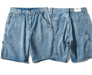 Shorts Bermuda en jean taille haute pour homme, bleu uni, en coton, décontracté, avec fermeture boutonnée et poches, tissu délavé - Product Image 2