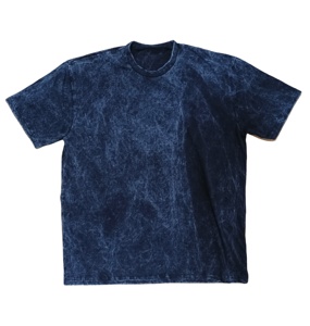 220g venta al por mayor 100% personalizado tela de algodón peinado unisex lavado vintage camisetas hombres lavado ácido Camiseta cuello redondo liso logotipo personalizado - Product Image 4